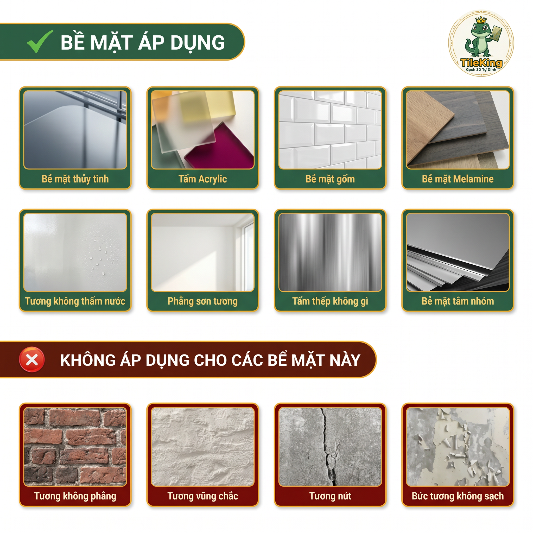 Bề mặt áp dụng gạch 3D TileKing